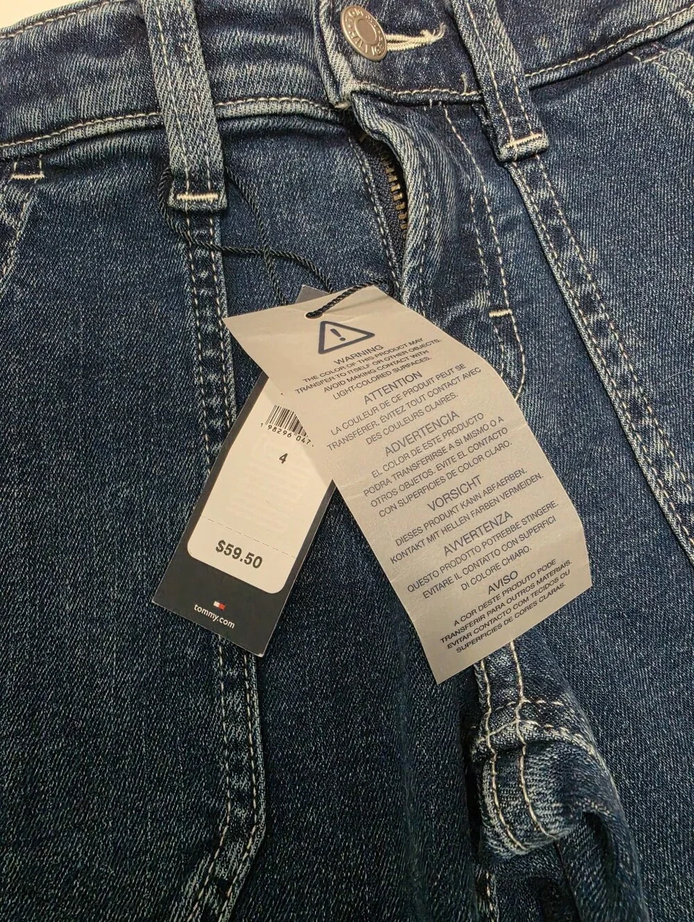 Tommy Hilfiger Kids Girls Wide Leg Cargo Utility Style Blue Jeans Sz 4